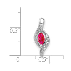14k White Gold Diamond and .25 Marquise Ruby Chain Slide