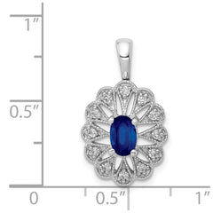 14k White Gold Fancy Diamond and .57 Sapphire Pendant