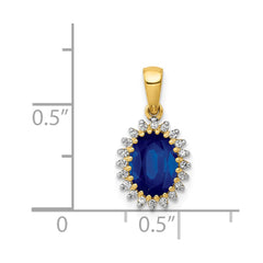 14k Diamond and 1.30 Oval Sapphire Halo Pendant