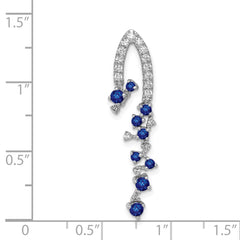 14k White Gold 1/5 carat Diamond and .36 Sapphire Slide Fits up to 2mm Regular/3mm Fancy or Reversible Omega