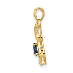 14k Pear Sapphire and Diamond Dangle Pendant