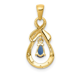 14k Pear Sapphire and Diamond Dangle Pendant