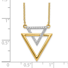 14k Polished 1/6 carat Diamond Double Triangle 18 inch Necklace