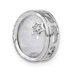 14k White Gold 1/10 carat Diamond and Moonstone Star and Moon Chain Slide
