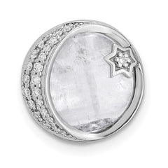 14k White Gold 1/10 carat Diamond and Moonstone Star and Moon Chain Slide