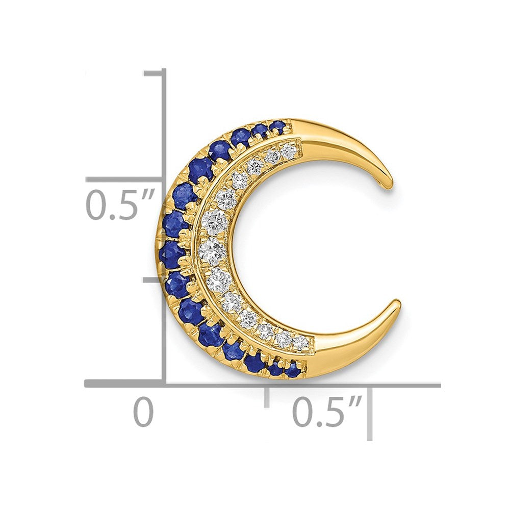 14k Polished Sapphire and Diamond Moon Chain Slide