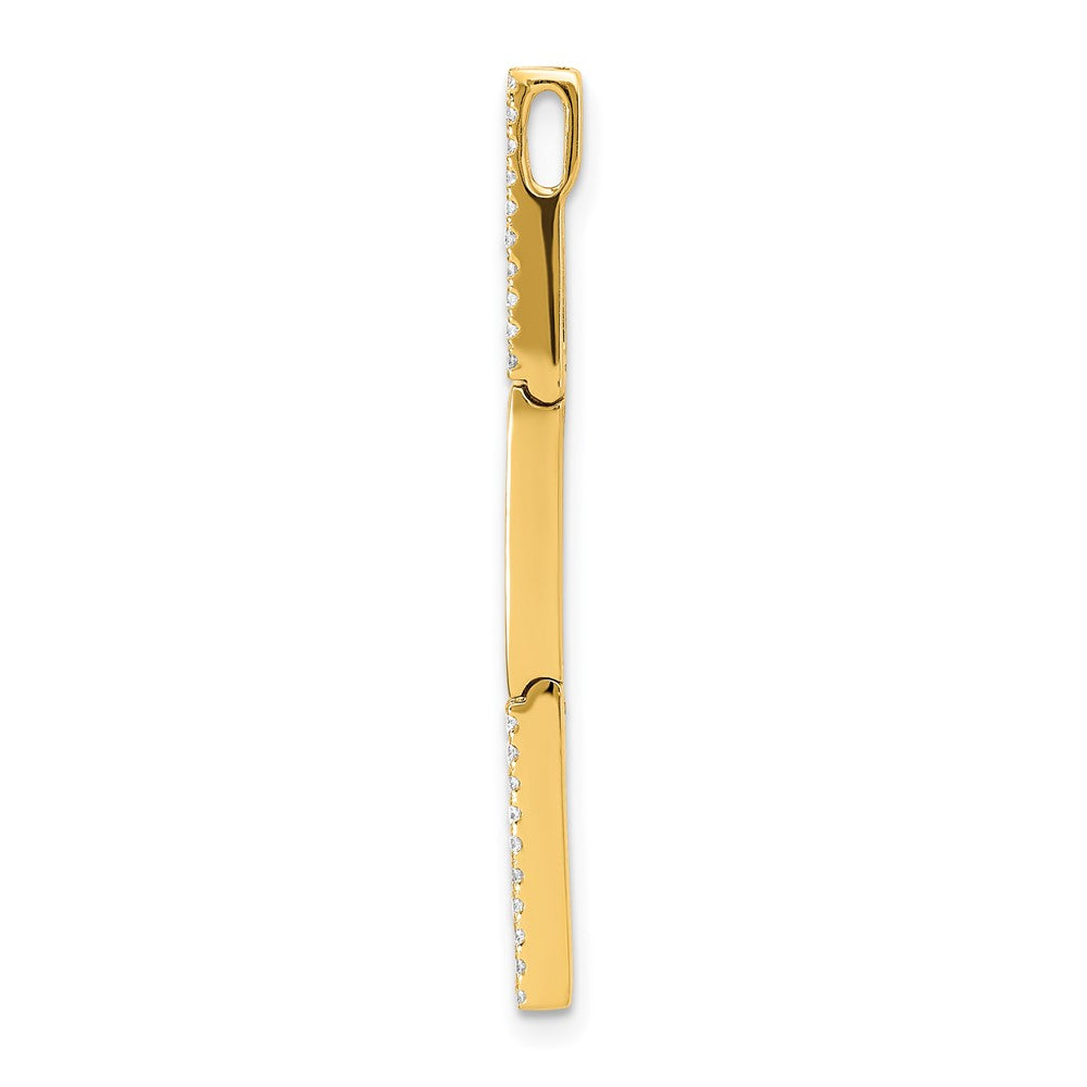 14k Polished 1/5 carat Diamond Rectangle Link Chain Slide