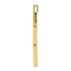 14k Polished 1/5 carat Diamond Rectangle Link Chain Slide