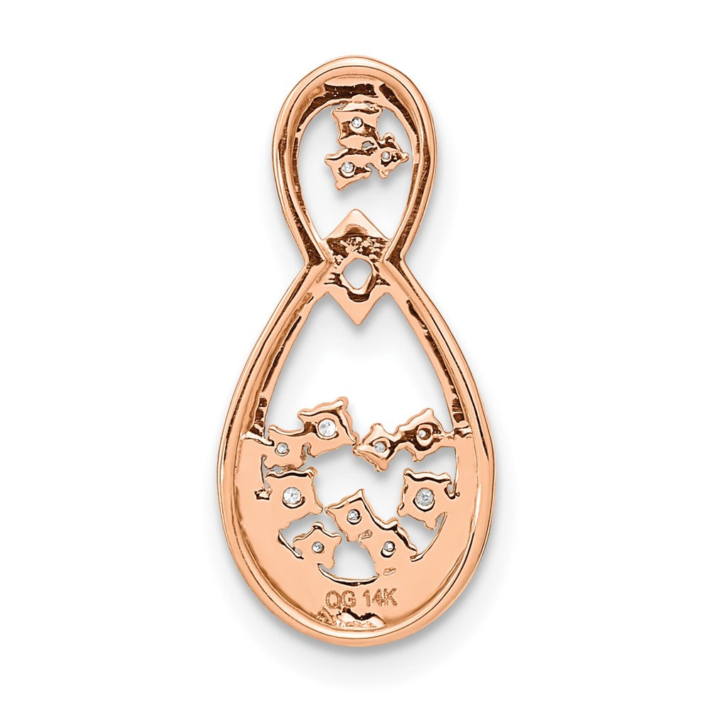 14k Rose Gold 1/8 carat Diamond Double Teardrop Chain Slide