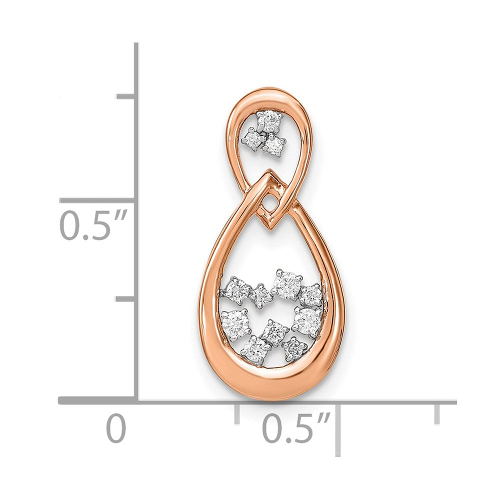 14k Rose Gold 1/8 carat Diamond Double Teardrop Chain Slide