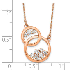 14k Rose Gold Polished 1/4 carat Diamond Interlocked Circles 18 inch Necklace
