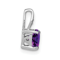 14k White Gold Heart Amethyst and Diamond Pendant - 2