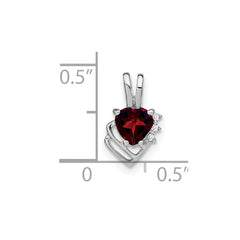 14k White Gold Garnet and Diamond Pendant - 9