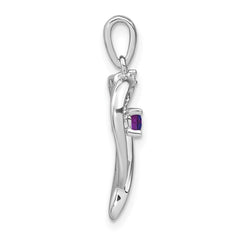 14k White Gold Amethyst and Diamond Heart Pendant - 4