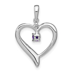 14k White Gold Amethyst and Diamond Heart Pendant - 4