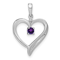 14k White Gold Amethyst and Diamond Heart Pendant - 4