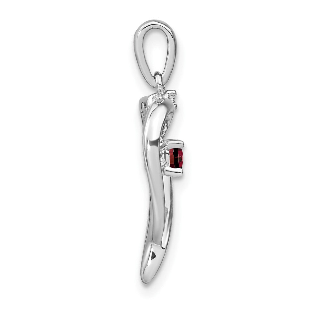 14k White Gold Garnet and Diamond Heart Pendant - 2