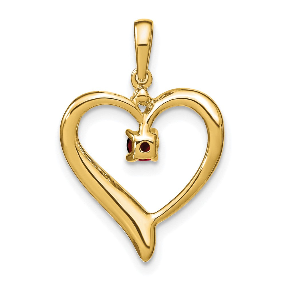 14k Garnet and Diamond Heart Pendant