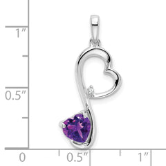 14k White Gold Amethyst and Diamond Heart Pendant - 2