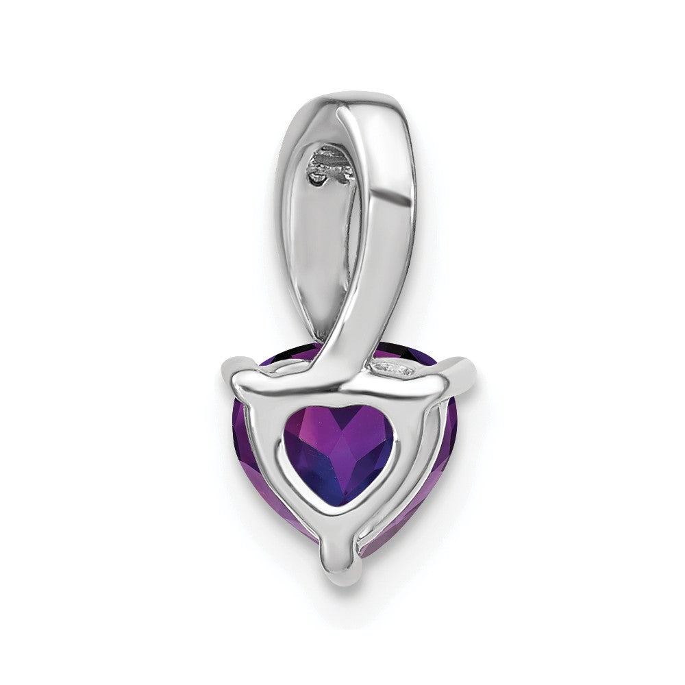 14k White Gold Amethyst and Diamond Heart Pendant