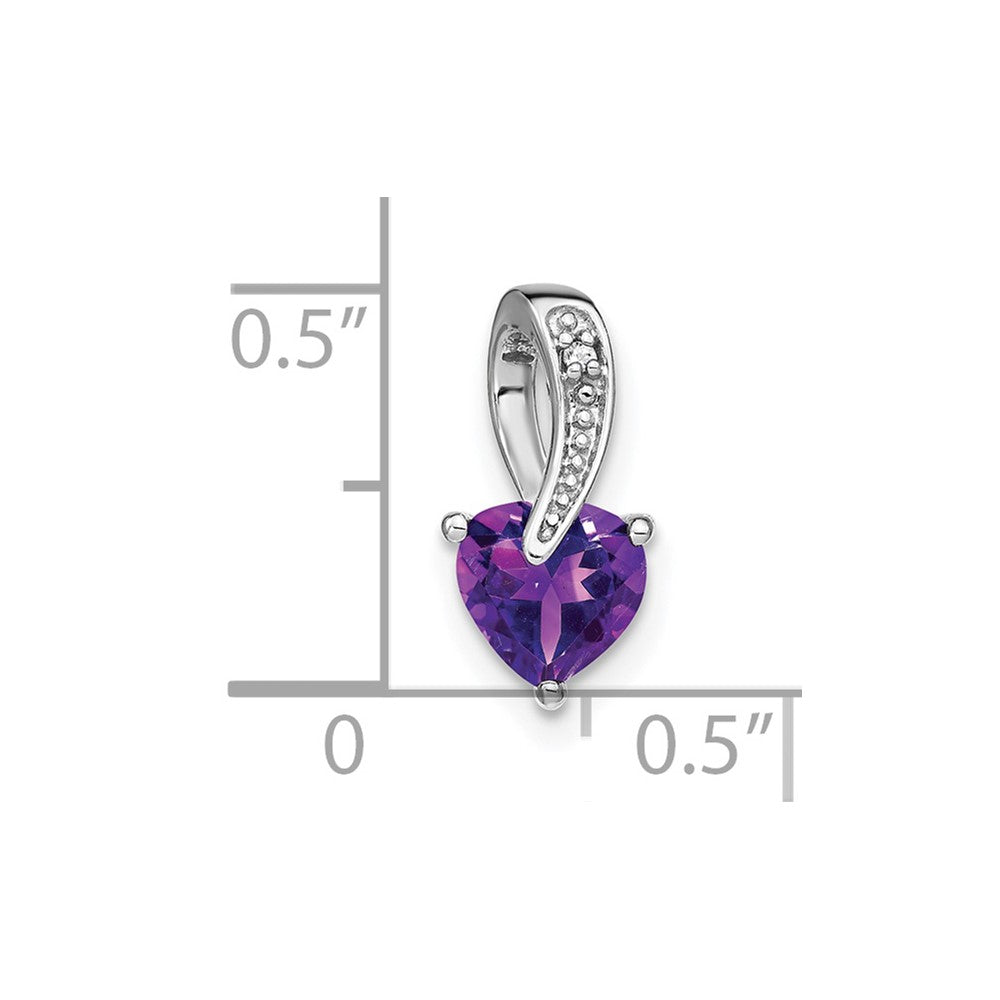 14k White Gold Amethyst and Diamond Heart Pendant