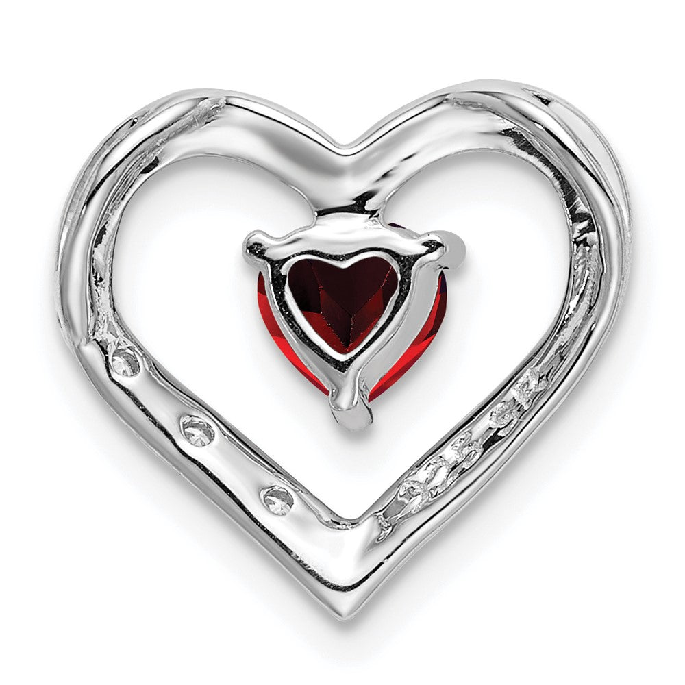 14k White Gold Garnet and Diamond Heart Pendant - 4