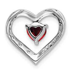 14k White Gold Garnet and Diamond Heart Pendant - 4