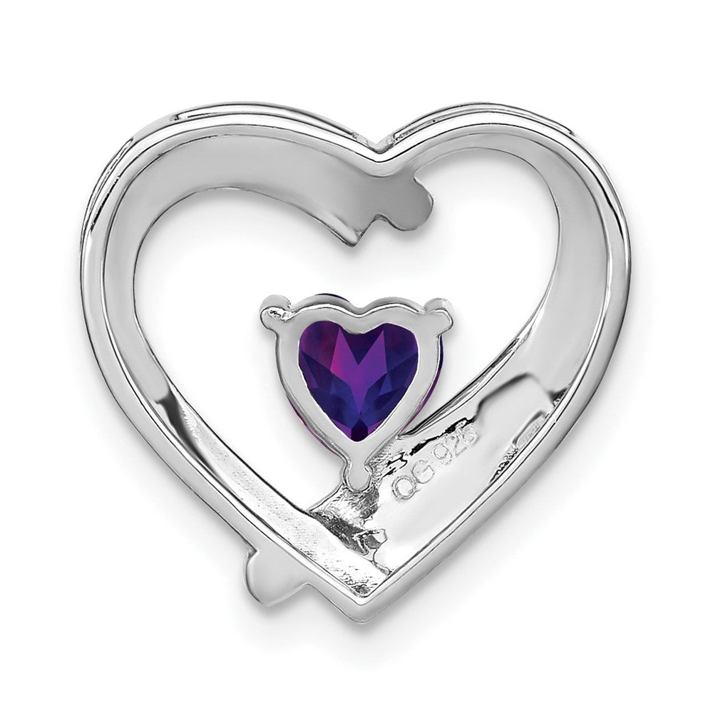 Sterling Silver Rhodium-plated Amethyst and Diamond Pendant - 10