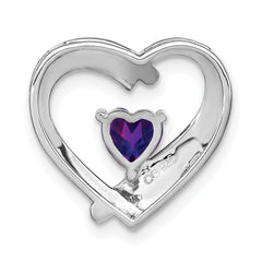 Sterling Silver Rhodium-plated Amethyst and Diamond Pendant - 10