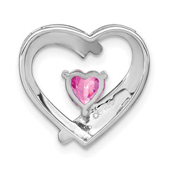 Sterling Silver Rhod-plated Created Pink Sapphire/Diamond Pendant - 4
