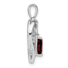 Sterling Silver Rhodium-plated Garnet and Diamond Pendant - 3