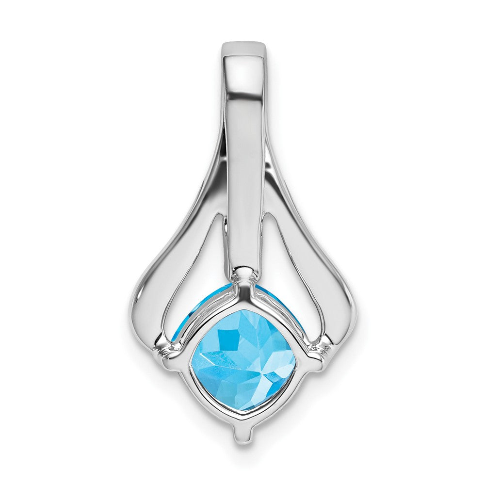 14k White Gold Blue Topaz and Diamond Pendant - 9