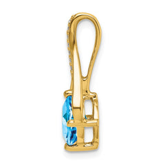 14k Blue Topaz and Diamond Pendant - 2