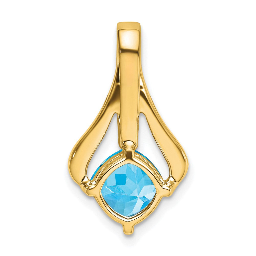 14k Blue Topaz and Diamond Pendant - 2