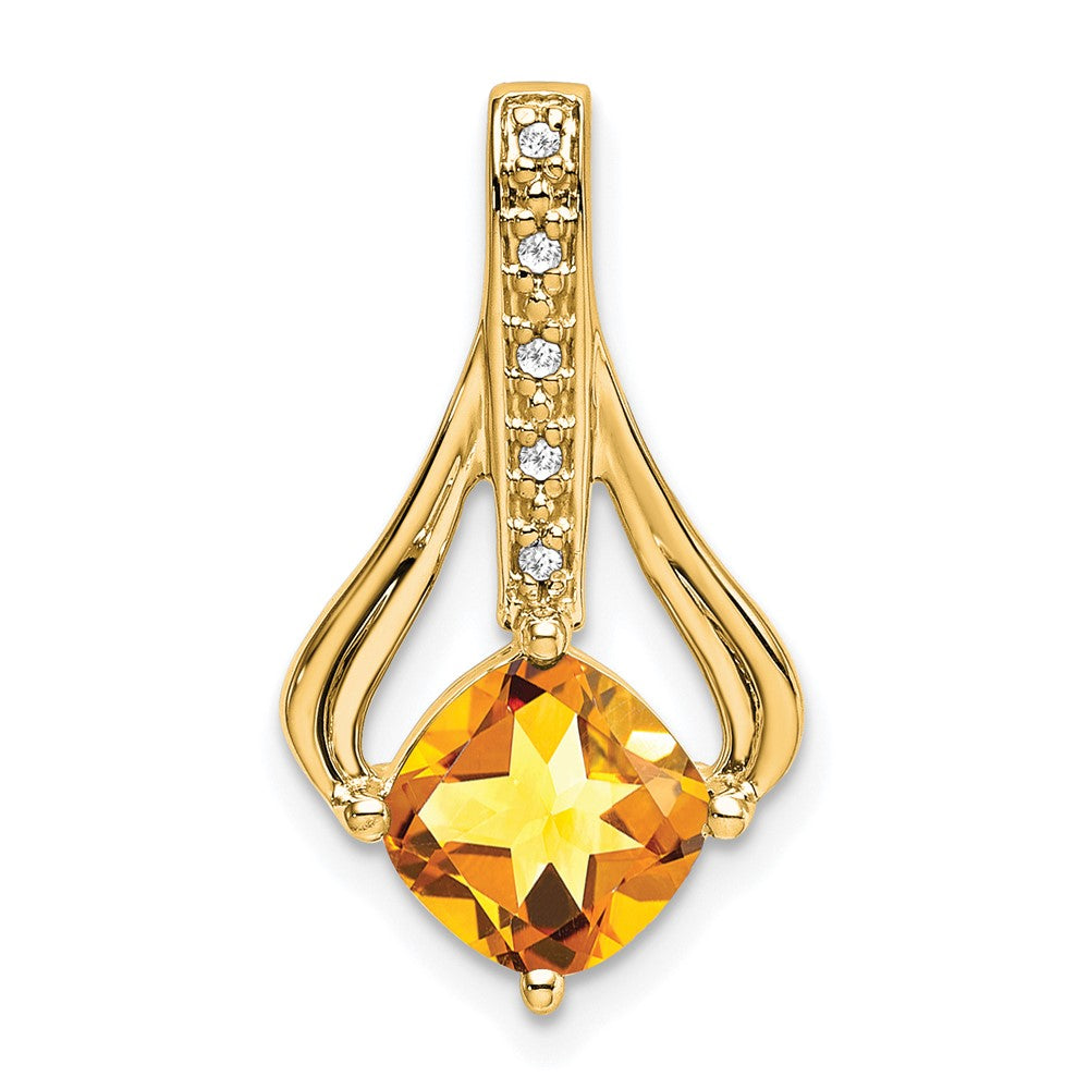 14k Citrine and Diamond Pendant - 2