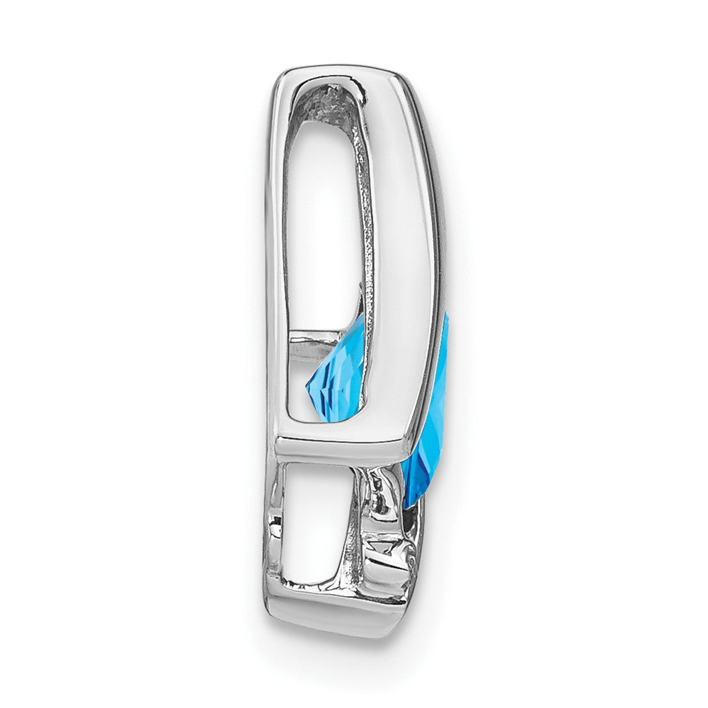 14k White Gold Blue Topaz and Diamond Pendant - 10