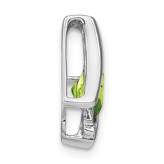 14k White Gold Peridot and Diamond Pendant - 3