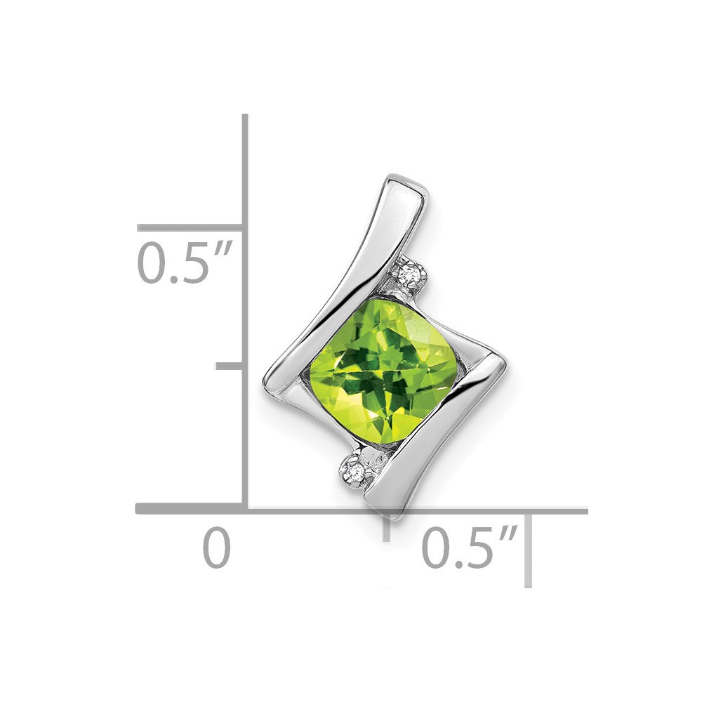 14k White Gold Peridot and Diamond Pendant - 3
