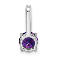 14k White Gold Round Amethyst and Diamond Pendant