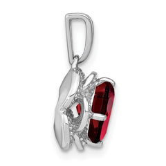 14k White Gold Cushion Garnet and Diamond Pendant - 4