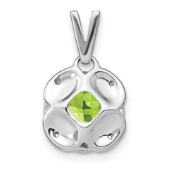 14k White Gold Cushion Peridot and Diamond Pendant - 2
