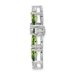 14k White Gold Peridot and Diamond Cross Chain Slide