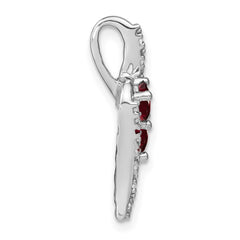 14k White Gold Garnet and Diamond Chain Slide