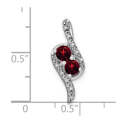 14k White Gold Garnet and Diamond Chain Slide