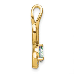 14k Mystic Fire Topaz and Diamond Swirl Pendant