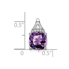 14k White Gold Cushion Amethyst and Diamond Pendant - 5