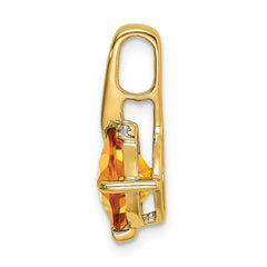 14k Cushion Citrine and Diamond Pendant - 3