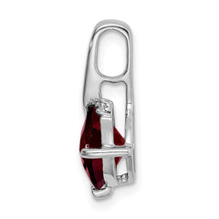 14k White Gold Cushion Garnet and Diamond Pendant - 9