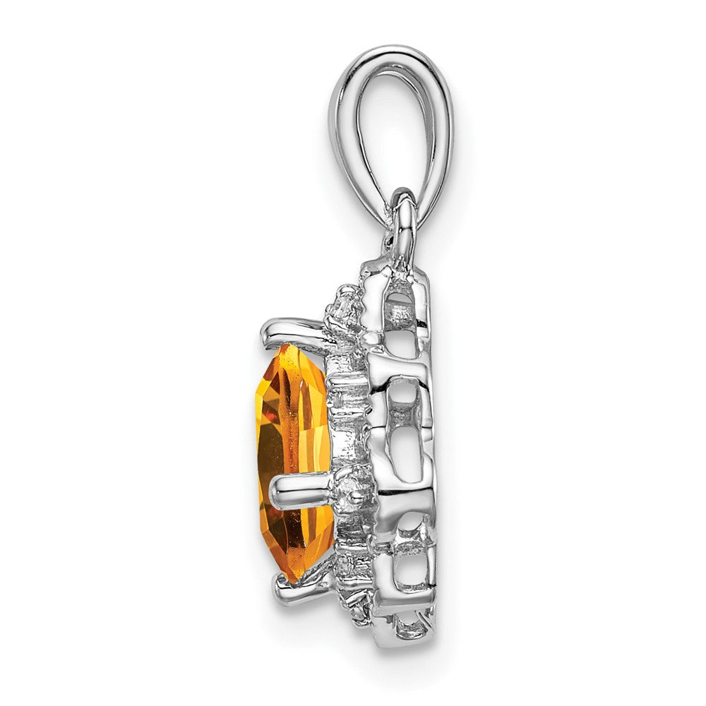 14k White Gold Citrine and Diamond Scalloped Pendant