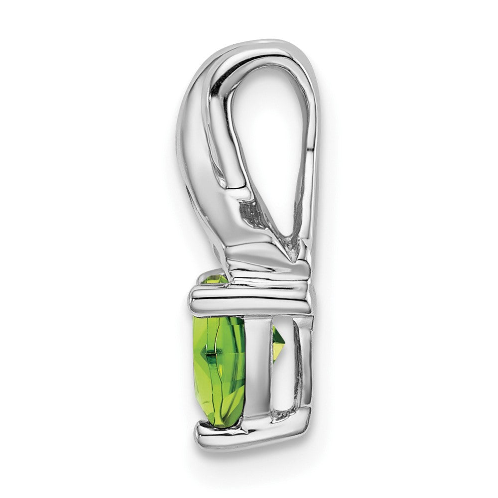 14k White Gold Trillion Peridot and Diamond Pendant